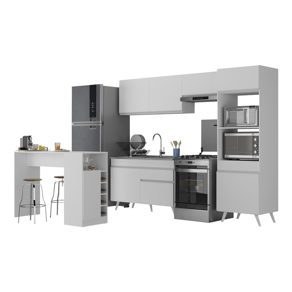 Armário de Cozinha com Bancada/mesa Gourmet Veneza Multimóveis